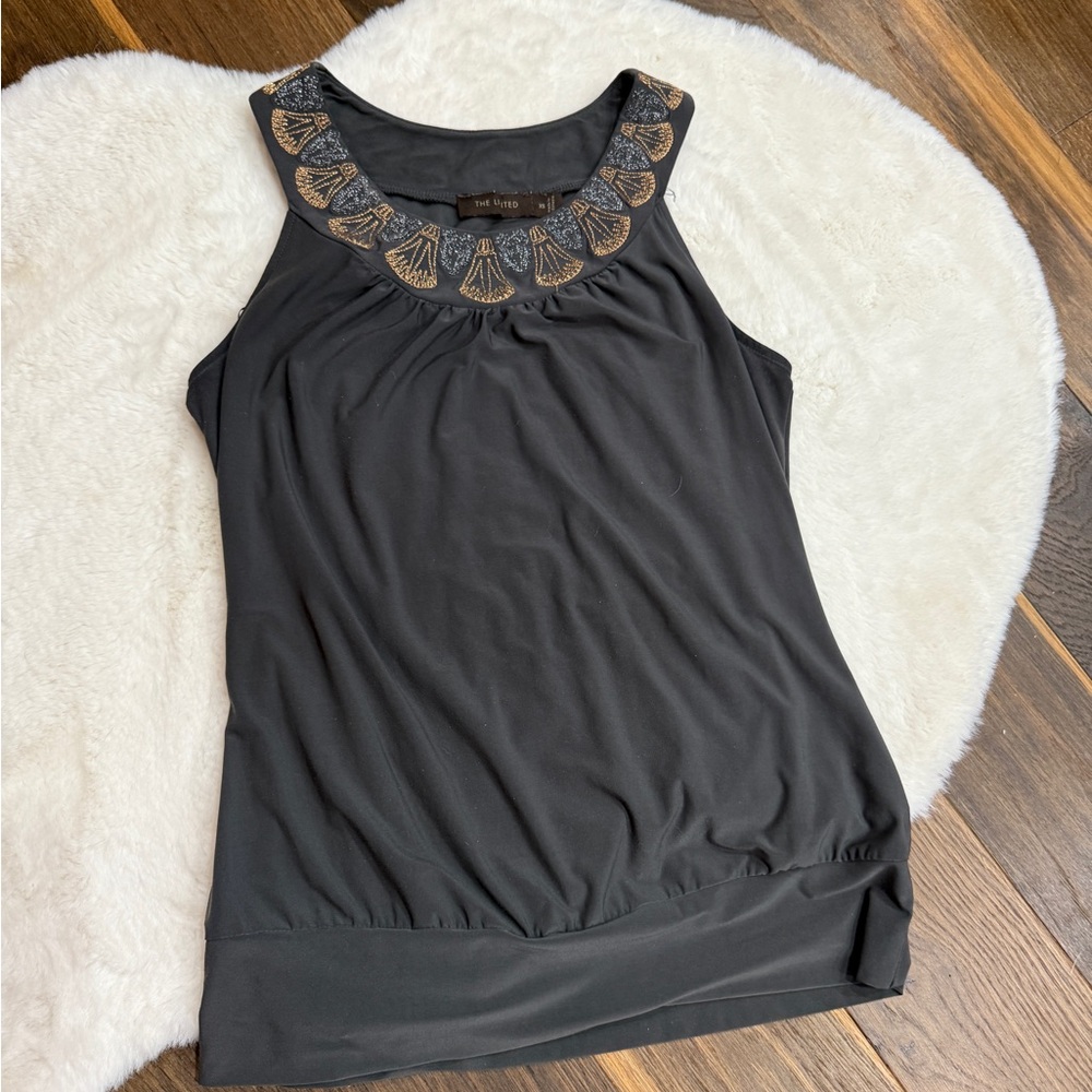The Limited Black Tank Top with Gold Accents